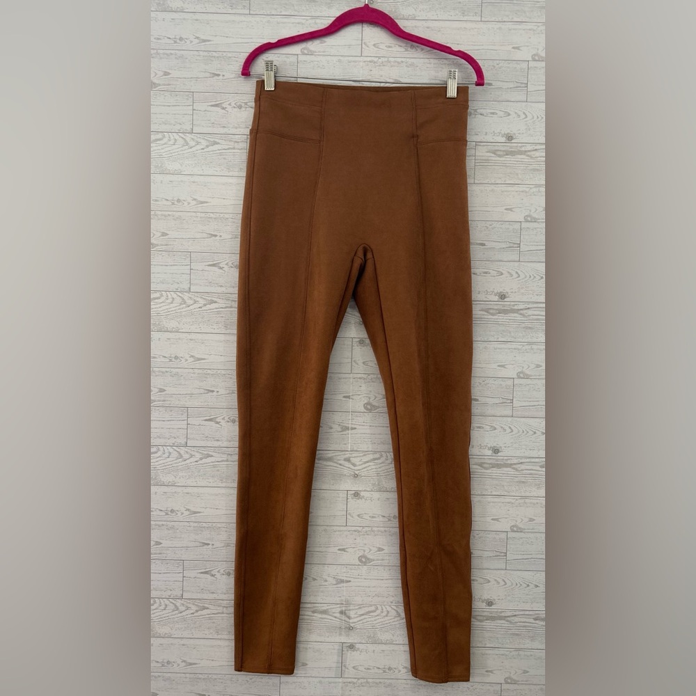 SPANX Tan Suede-Style Leggings Medium